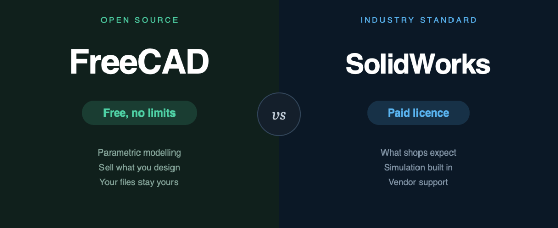 FreeCAD vs SolidWorks: What the $48 Licence Does Not Tell You