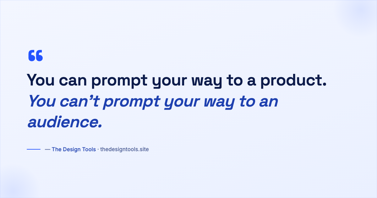 You can prompt your way to a product. You can't prompt your way to an audience.
