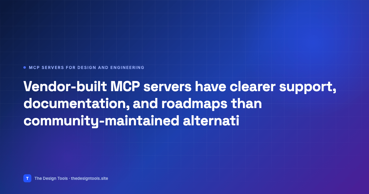 Vendor-built MCP servers have clearer support, documentation, and roadmaps than community-