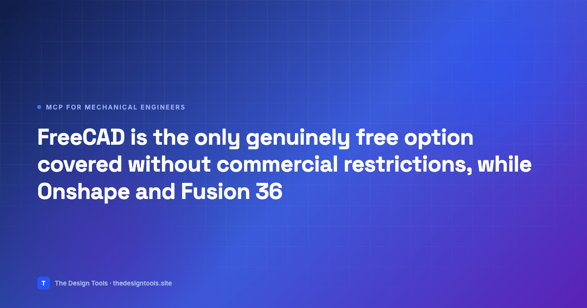 FreeCAD is the only genuinely free option covered without commercial restrictions, while O