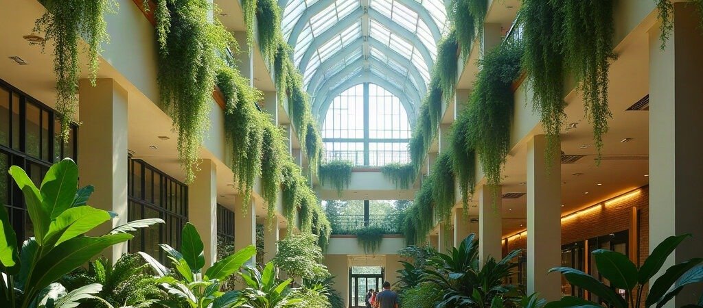 Biophilic Glass Atrium Office