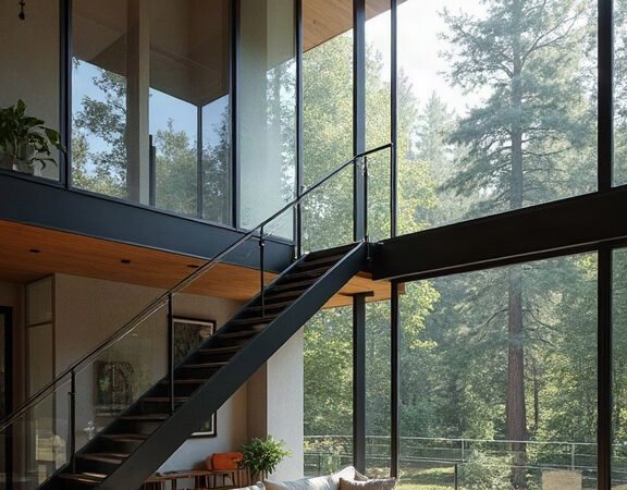 Double-Height Glass Living Room