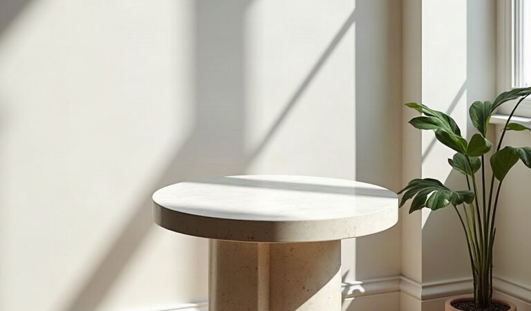 Travertine Side Table Detail