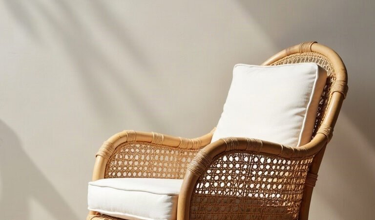 Hand-Woven Rattan Lounge Chair