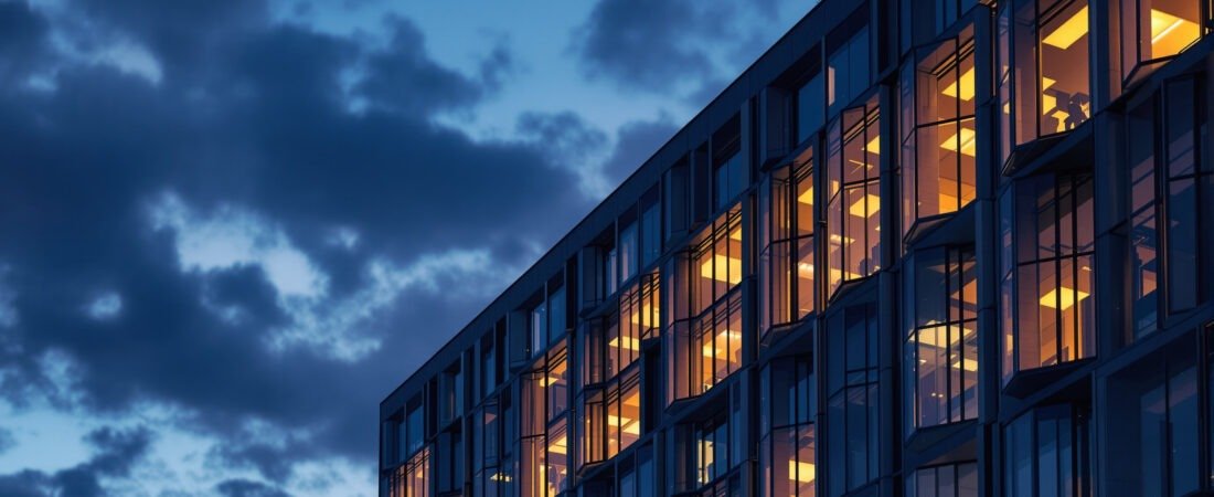 Illuminated Facade at Dusk