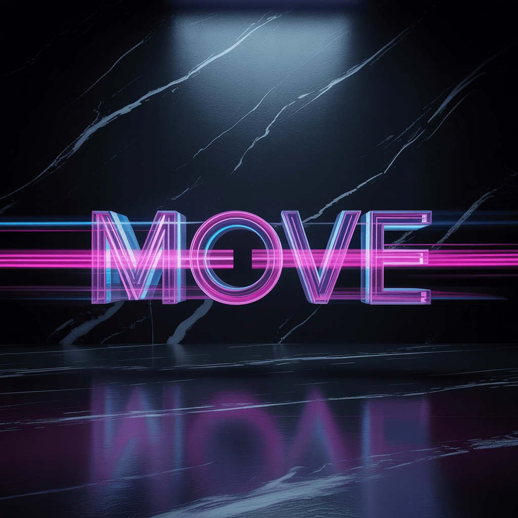 Bold type mid-motion with dynamic blur — a still frame from the kinetic-typography trend spilling into static design.
