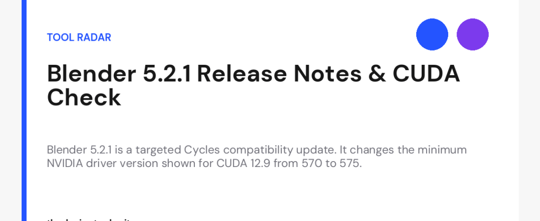 Blender 5.2.1: CUDA Driver Check and What to Fix