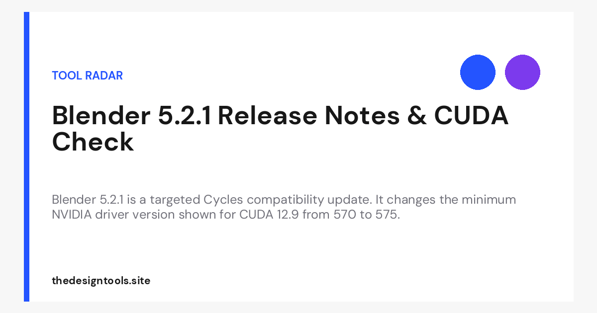 Blender 5.2.1: CUDA Driver Check and What to Fix