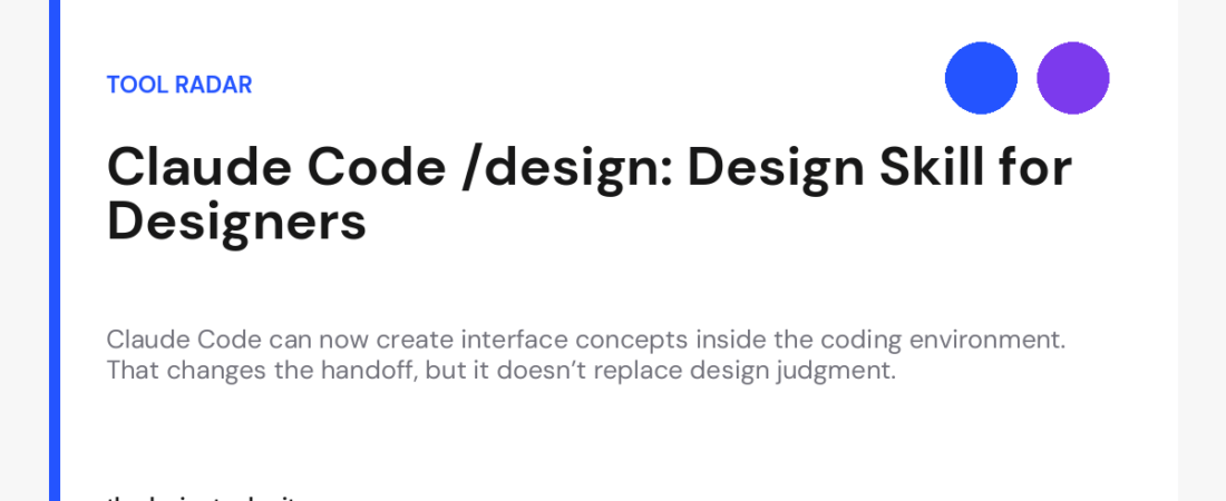 Claude Code /design: Design Skill for Designers