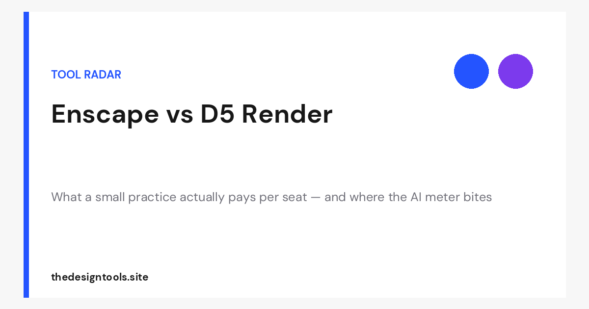 Enscape vs D5 Render: What a Small Practice Actually Pays