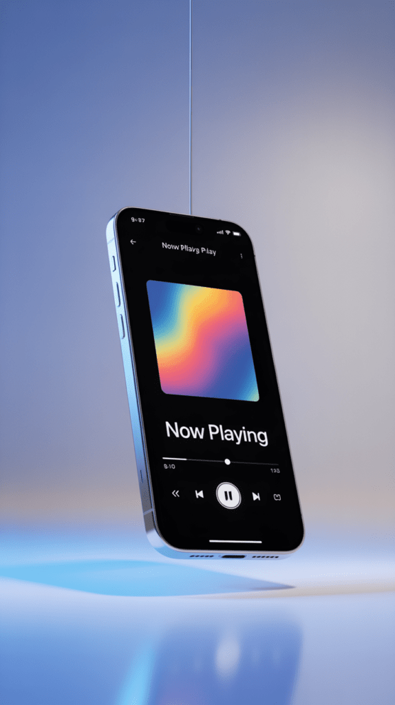 Large album art, one line of text — music-player UIs going almost entirely visual.