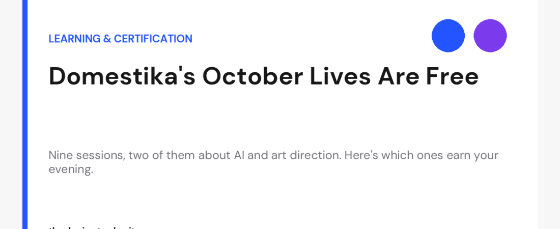 Domestika’s October 2026 Live Sessions: What’s On and What It Costs