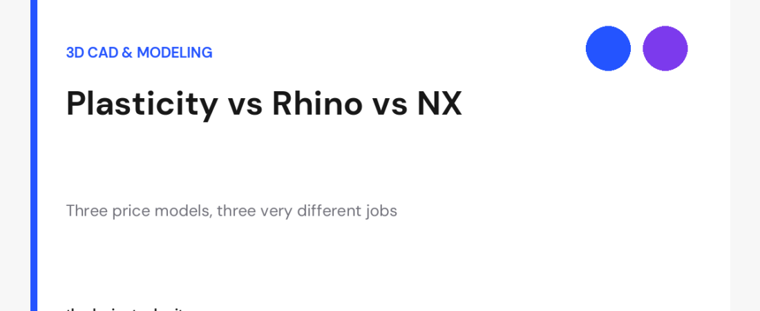Plasticity vs Rhino vs NX: Which 3D CAD Fits Your Budget